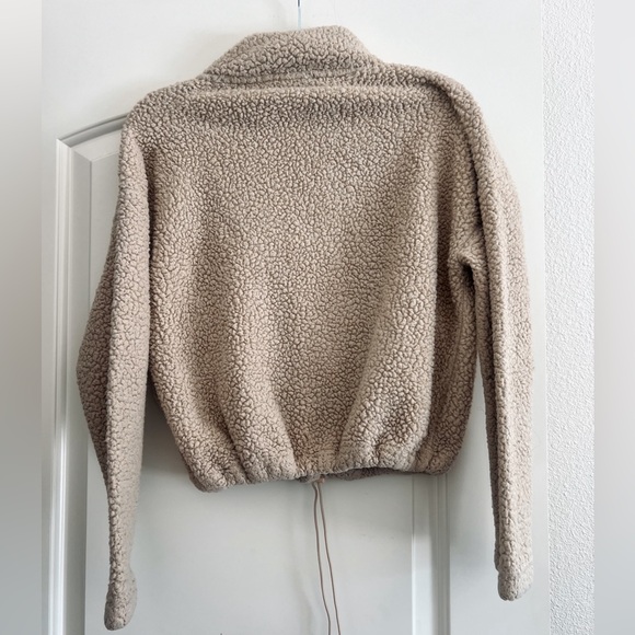 Hippie rose - tan Sherpa half zip cinch bottom sweater - size s - Picture 2 of 3